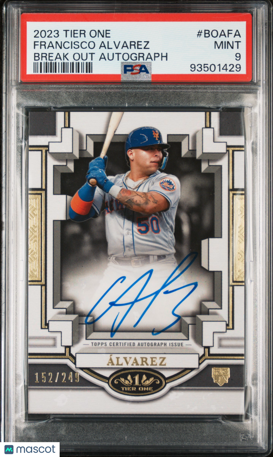 2023 Topps Tier One Break Out Autographs Francisco Alvarez #BOAFA 152/249 PSA 9