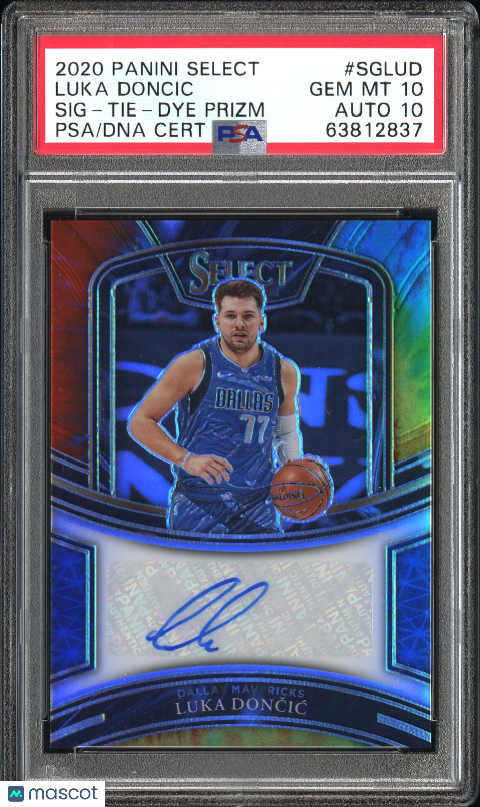 2020 Panini Select Signatures Luka Doncic #SGLUD Tie Dye Prizm PSA 10 Auto 10