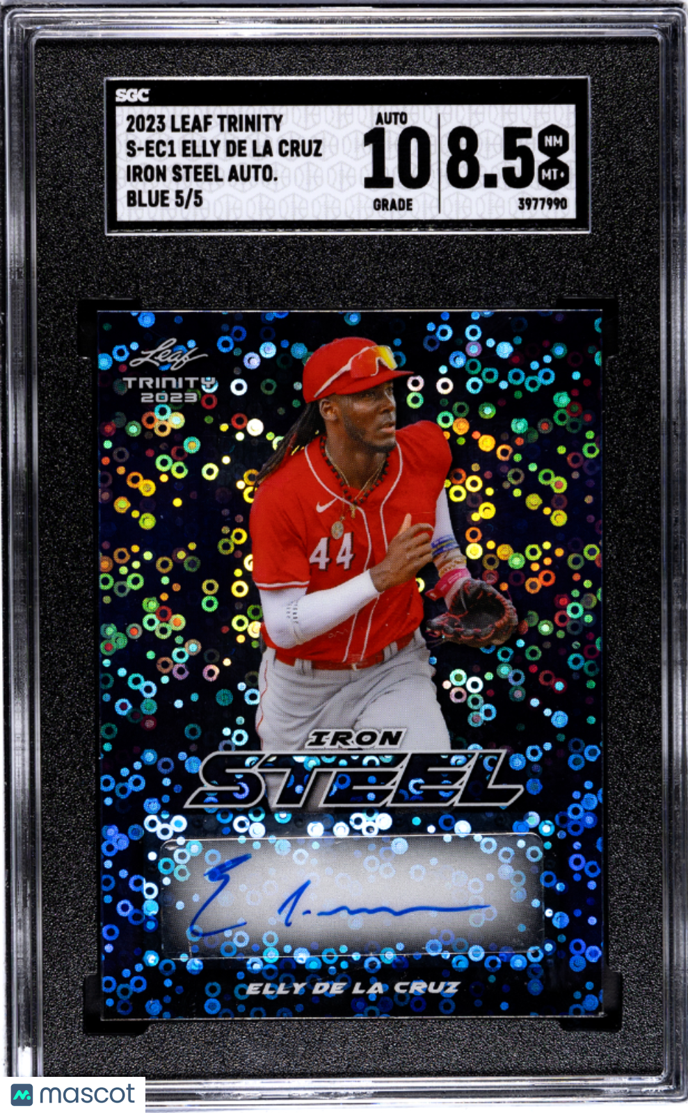 2023 Leaf Trinity Elly De La Cruz #S-EC1 Iron Steel Blue SGC 8.5 Auto 10
