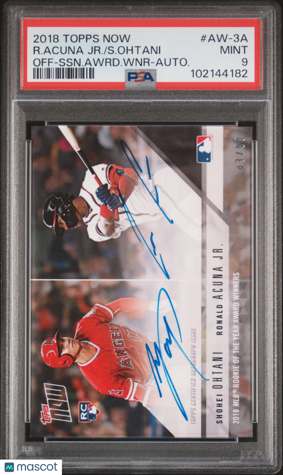 2018 Topps Now  Award Winner S. Ohtani R. Acuna JR. #AW-3A  Auto /99 PSA