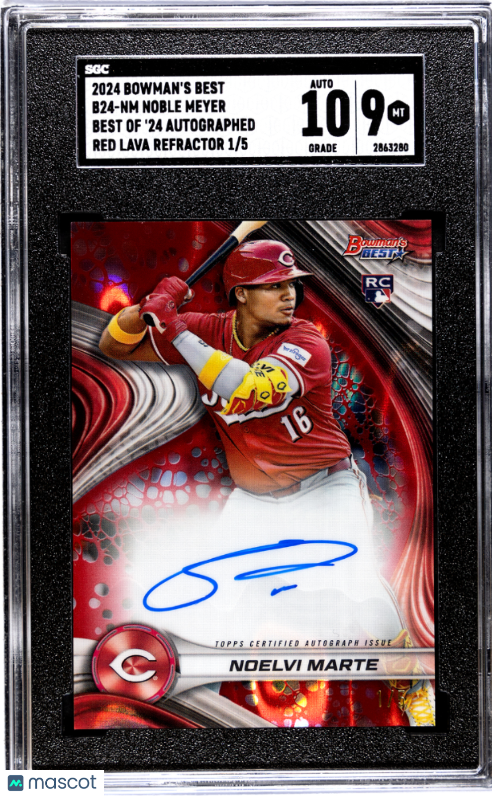 2024 Bowman's Best Noble Meyer #B24-NM Of '24 Red Lava Refractor SGC 9 Auto 10