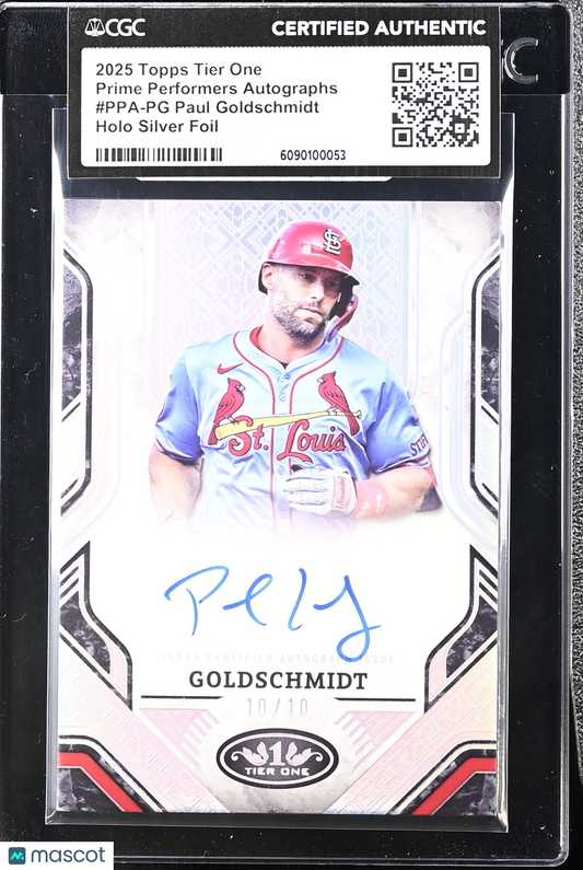 2025 Topps Tier One Paul Goldschmidt #PPA-PG /10 Prime Performers Auto