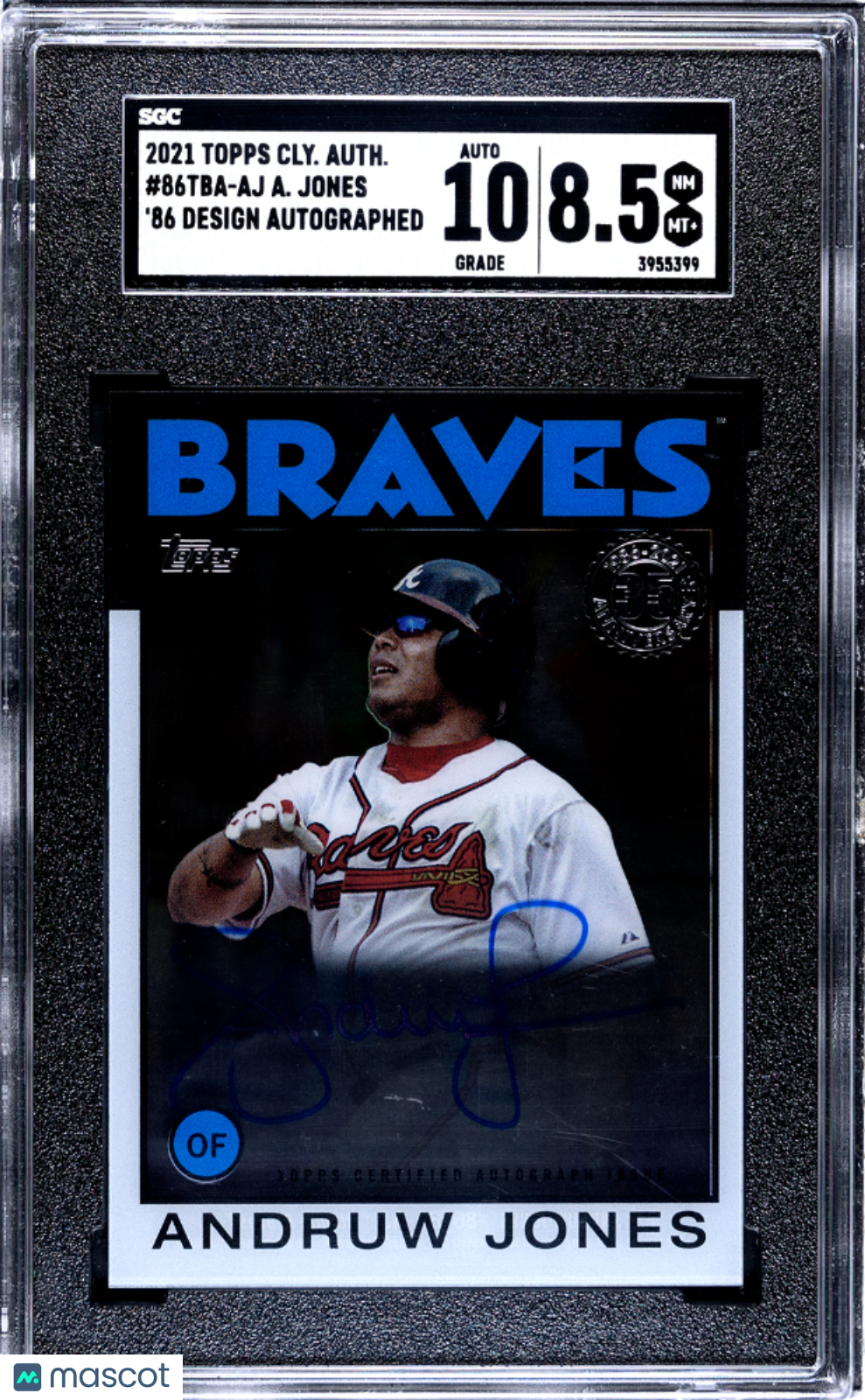 2021 Topps Clearly Authentic Andruw Jones #86TBA-AJ '86 Design SGC 8.5 Auto 10