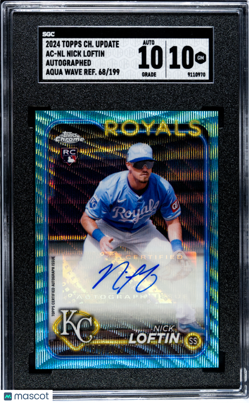2024 Topps Chrome Nick Loftin #AC-NL Auto  Aqua Wave Refractor SGC 10 Auto 10
