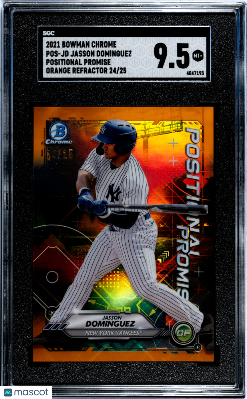 2021 Bowman Chrome Jasson Dominguez #POS-JD Positional Orange Refractor SGC 9.5