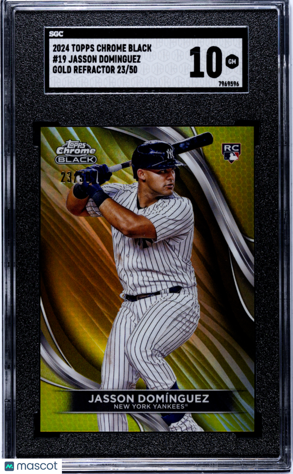 2024 Topps Chrome Black Jasson Dominguez #19 Gold Refractor SGC 10