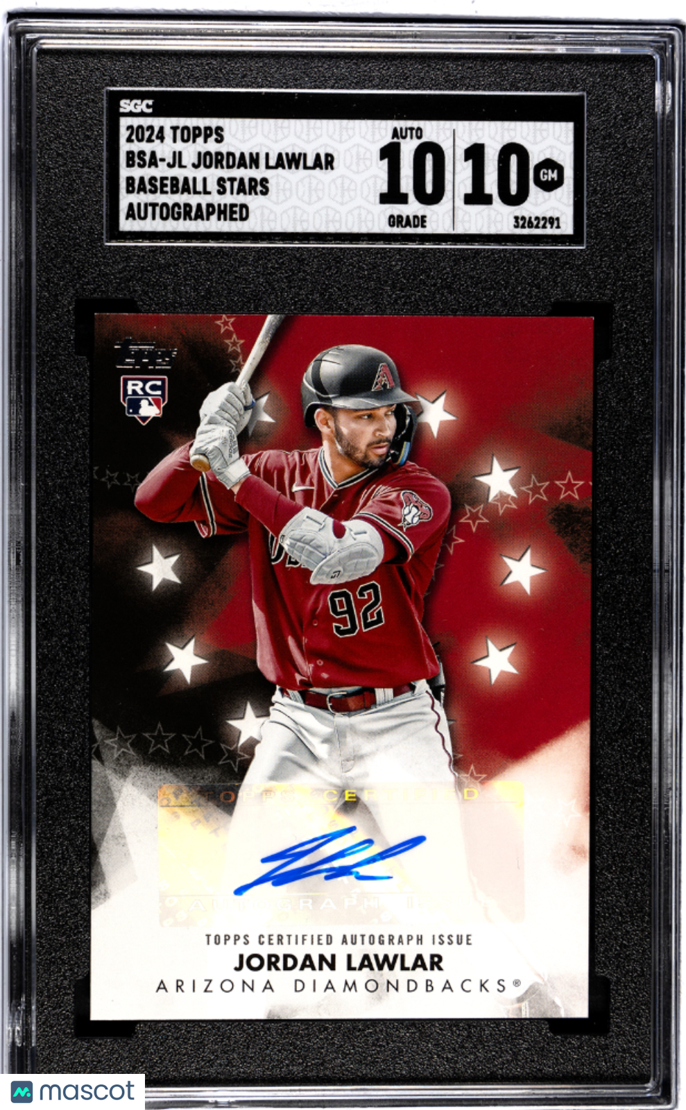 2024 Topps Jordan Lawlar #BSA-JL Baseball Stars, S. 1 Autograph SGC 10 Auto 10