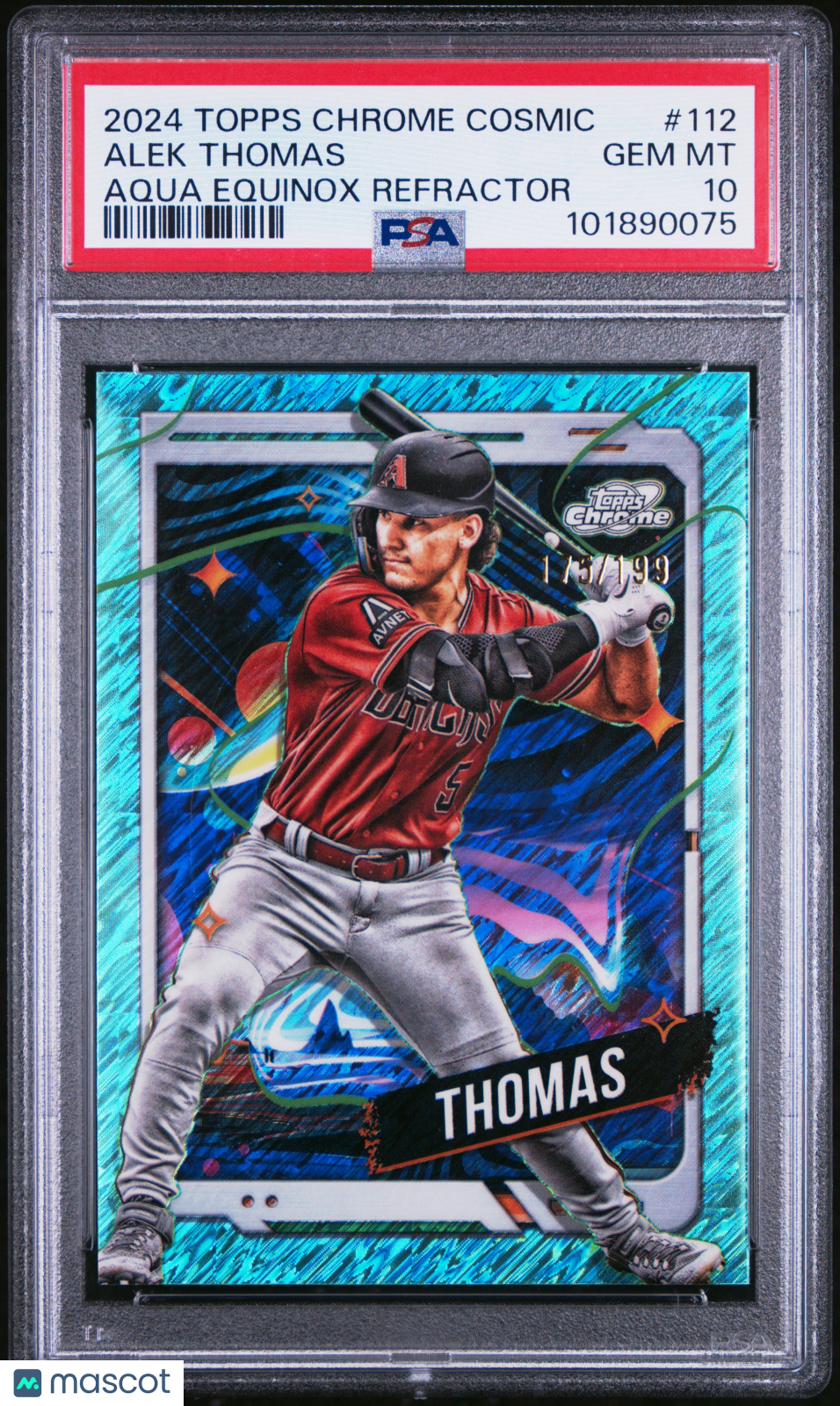 2024 Topps Chrome Cosmic Alek Thomas #112 Aqua Equinox Refractor 115/199 PSA 10