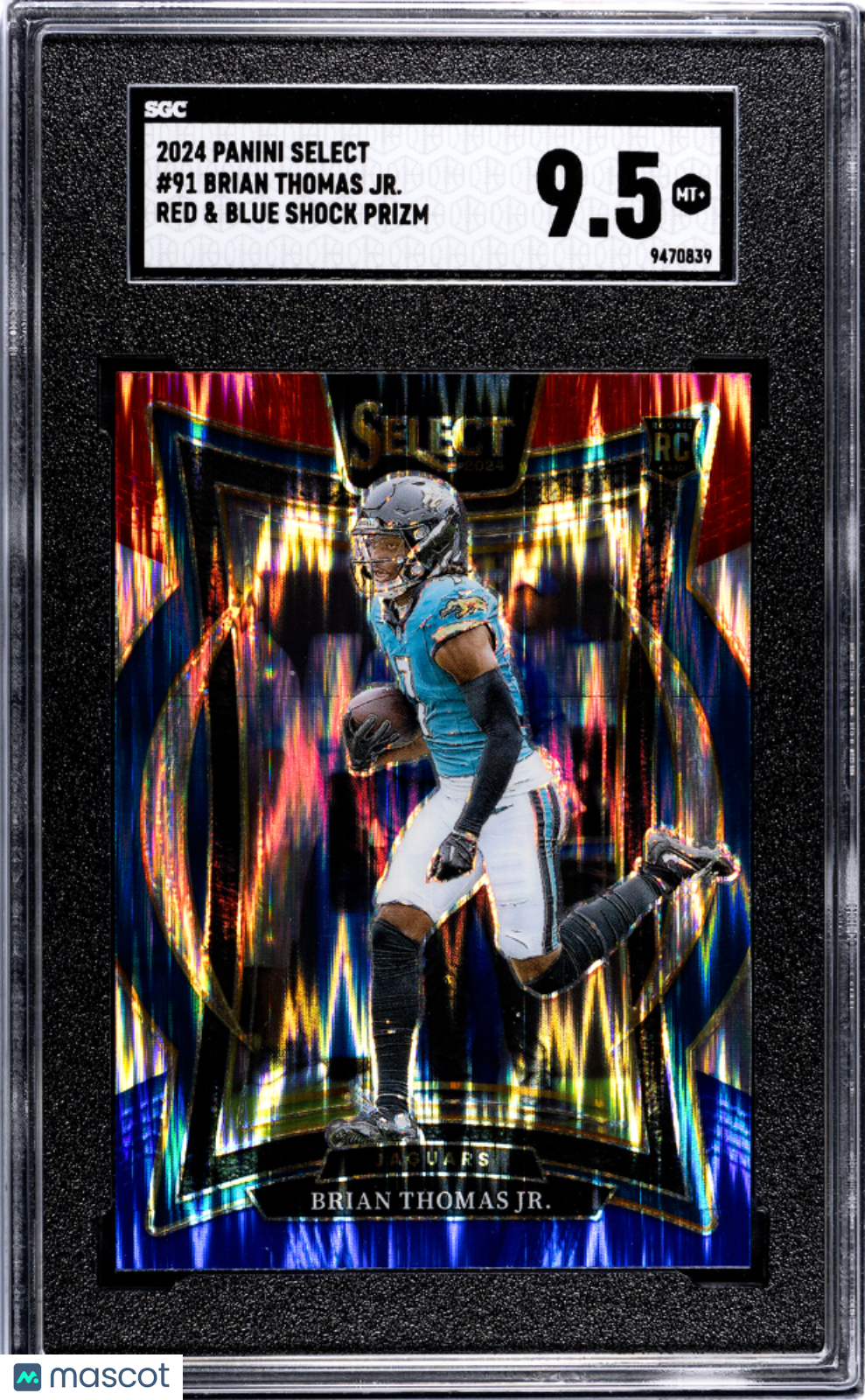 2024 Panini Select Brian Thomas JR. #91 Red & Blue Shock Prizm SGC 9.5
