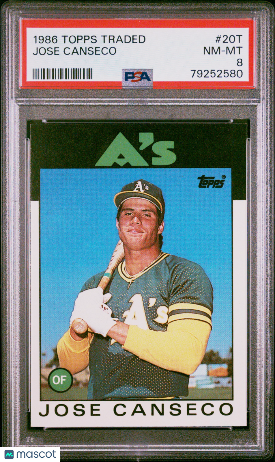 1986 Topps Traded Jose Canseco #20T PSA 8