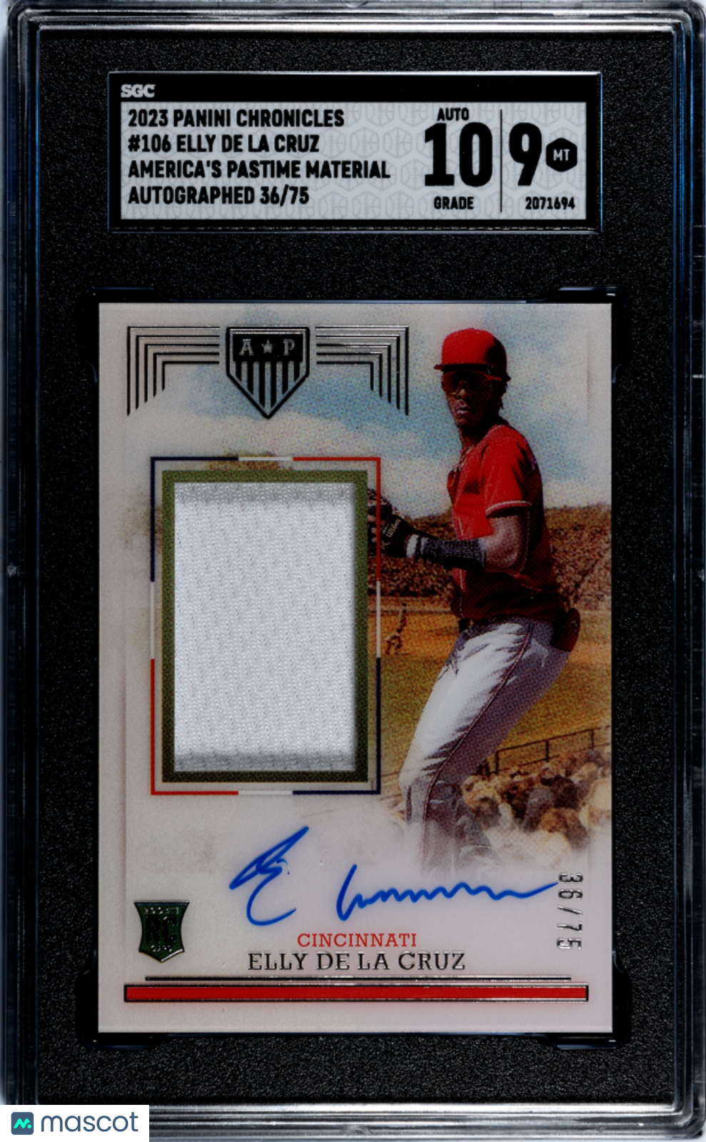 2023 Panini Chronicles Elly De La Cruz #106 America's Pastim Auto SGC 9 Auto 10