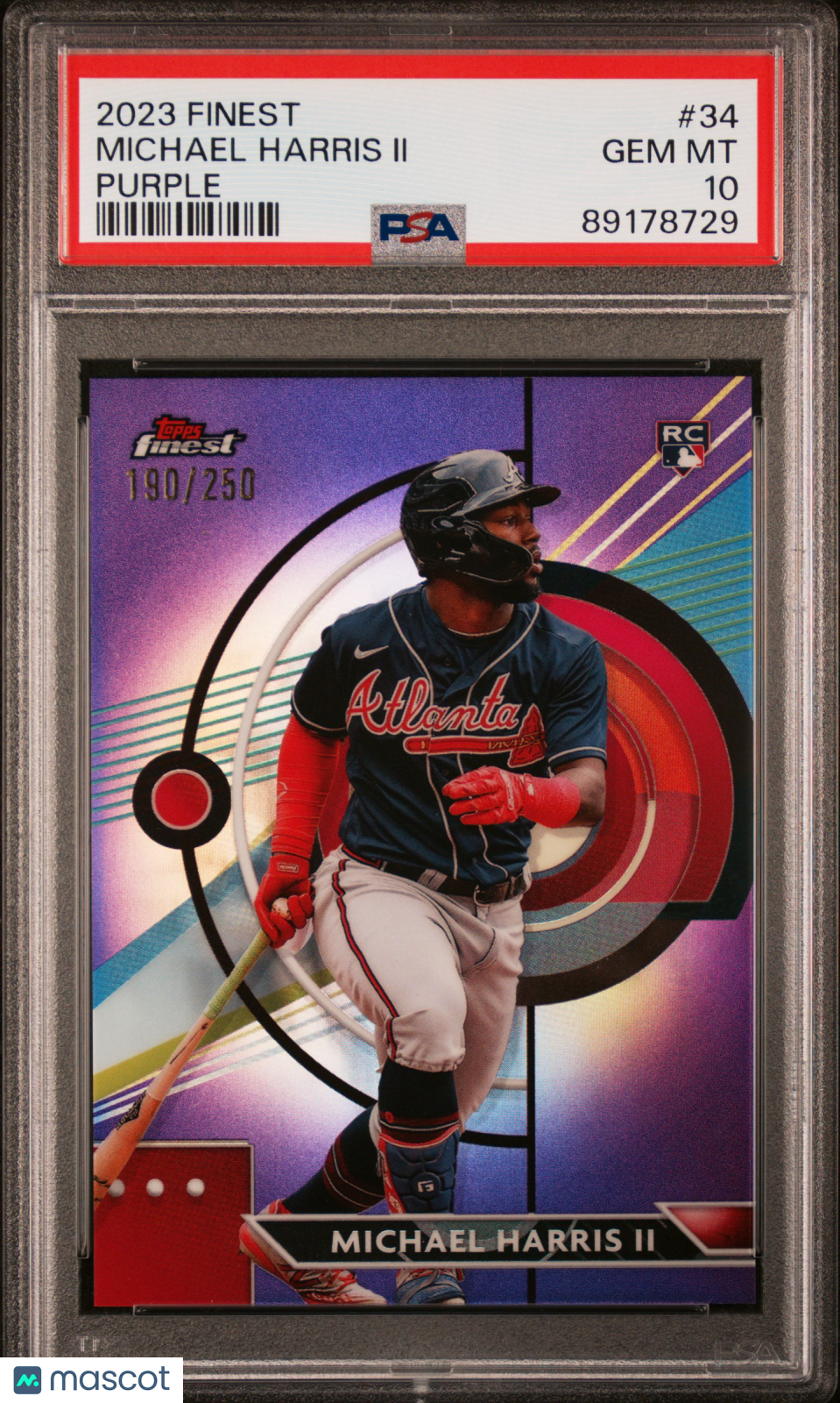 2023 Topps Finest Michael Harris II #34 Purple 190/250 PSA 10