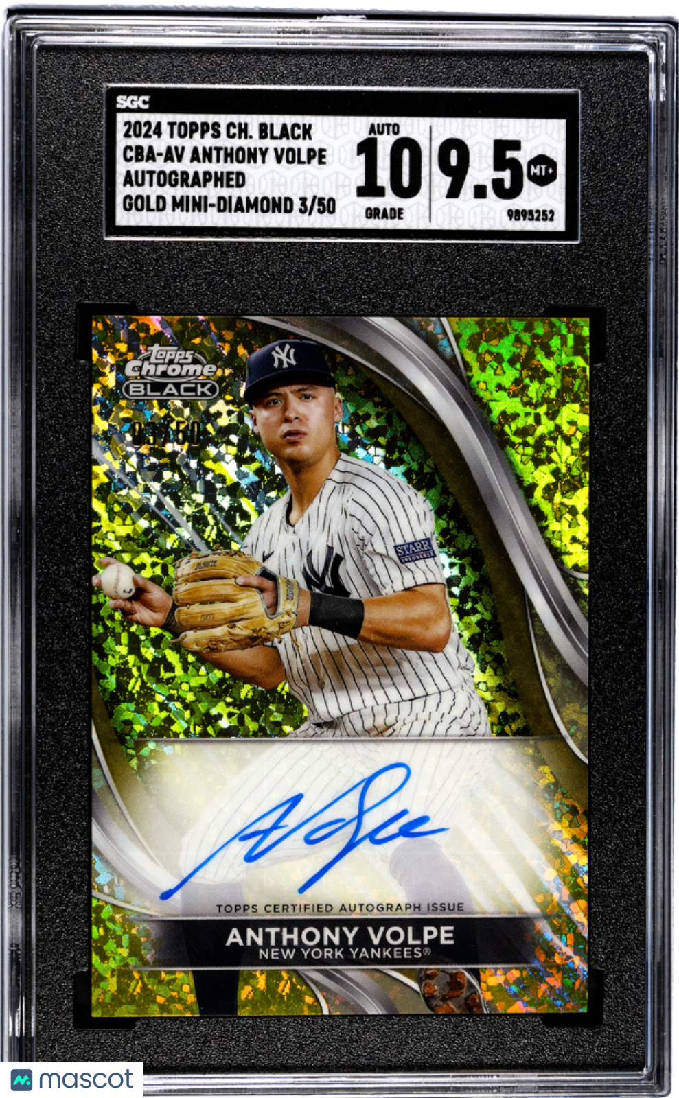 2024 Topps Chrome Black Anthony Volpe #CBA-AV   Dmnd. Refractor SGC 9.5 Auto 10