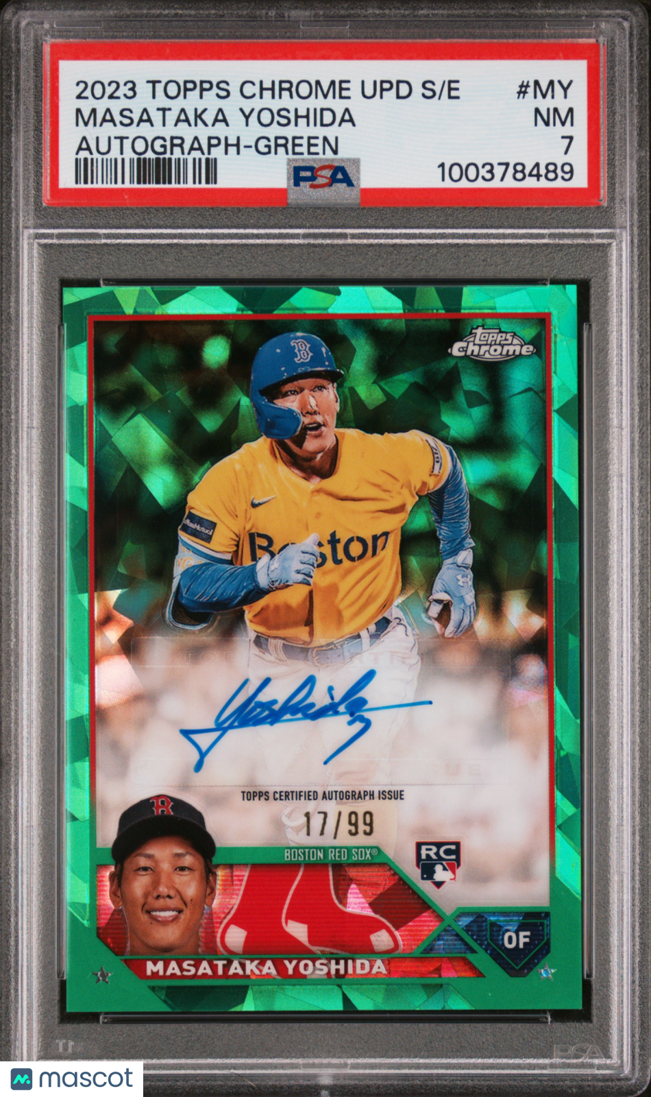 2023 Topps Chrome Update Sapphire  Auto Masataka Yoshida #MY Green /99 PSA