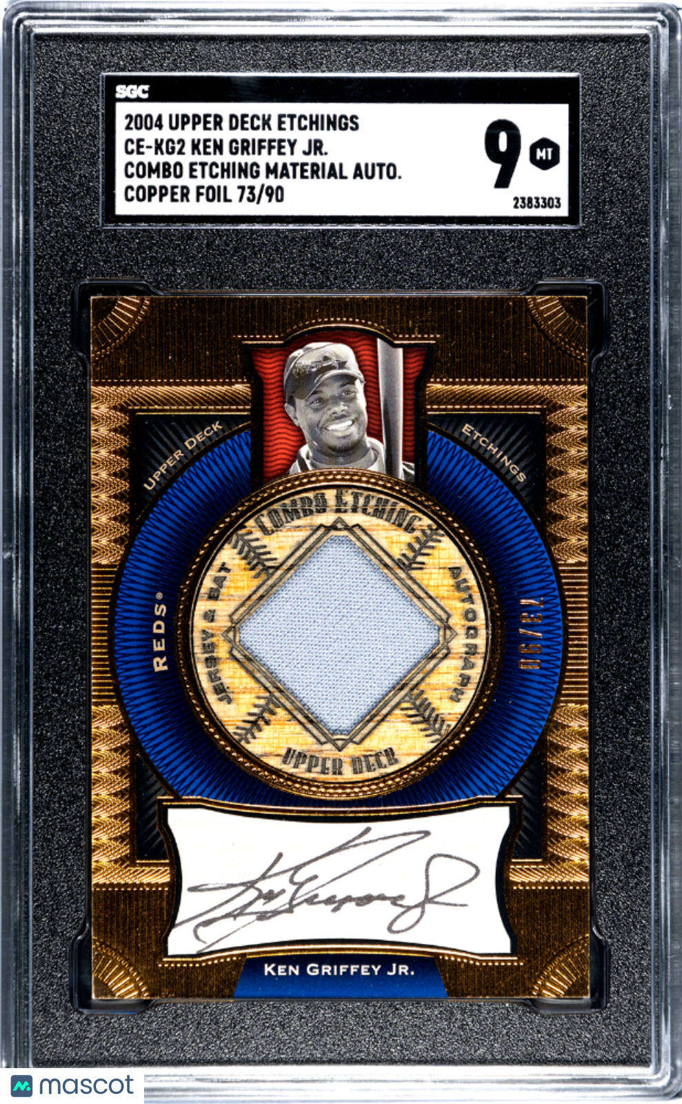 2004 Upper Deck Etchings Ken Griffey JR. #CE-KG2 Combo Mat.  Copper Foil SGC 9