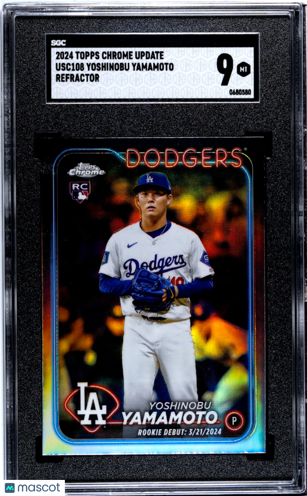 2024 Topps Chrome Update Yoshinobu Yamamoto #USC108 Refractor SGC 9