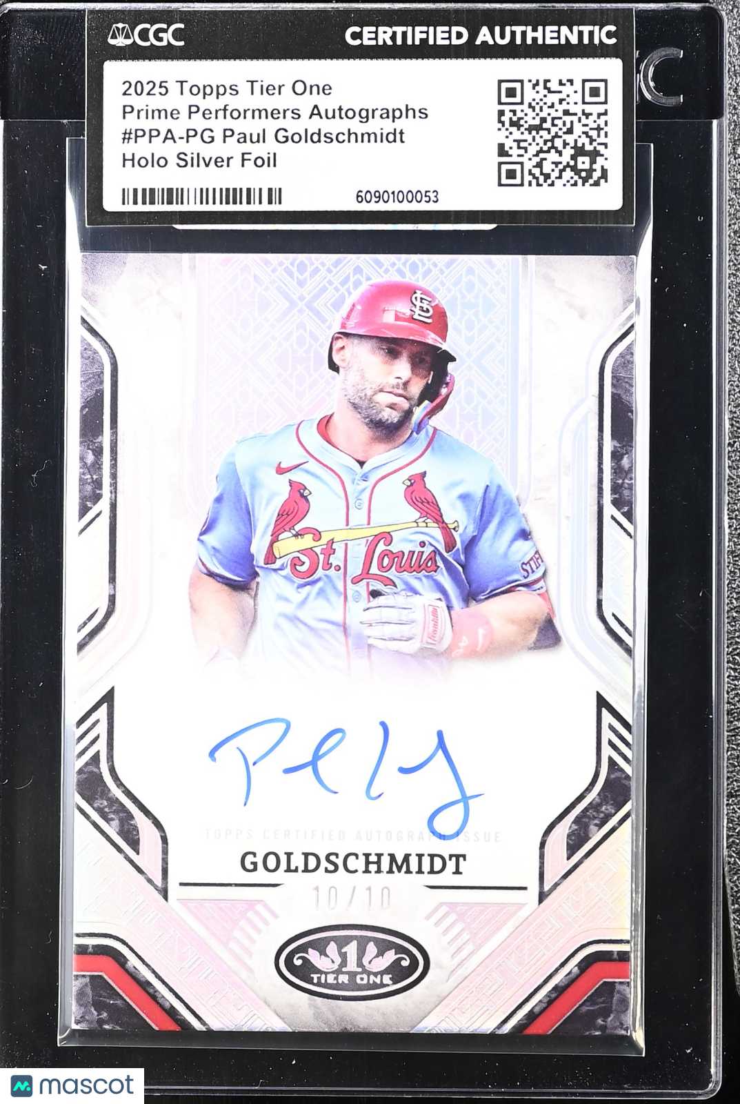 2025 Topps Tier One Paul Goldschmidt #PPA-PG /10 Prime Performers Auto