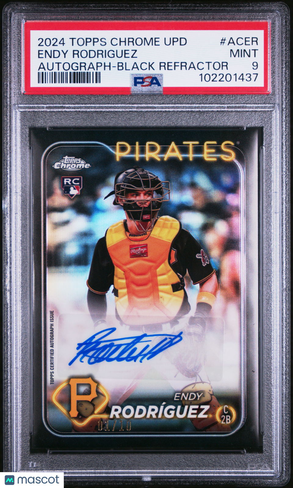 2024 Topps Chrome Baseball Update  Auto Endy Rodriguez Black Refractor /10 PSA