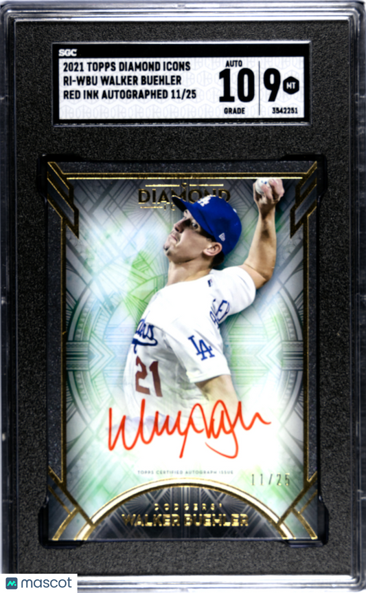 2021 Topps Diamond Icons Walker Buehler #RI-WBU Red Ink Autograph SGC 9 Auto 10