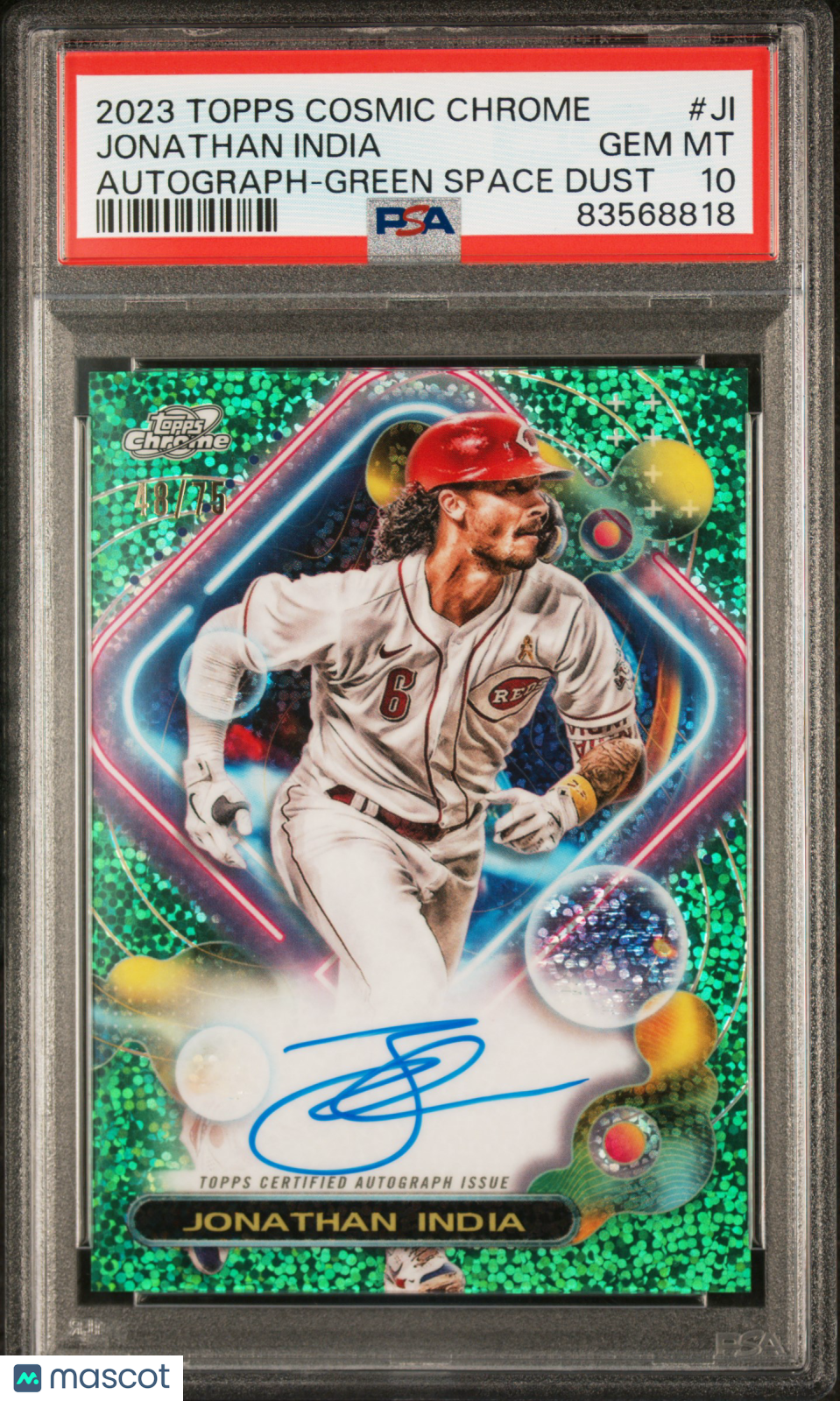 2023 Topps Cosmic Cosmic Auto Jonathan India #JI Green Space Dust  /75 PSA 10