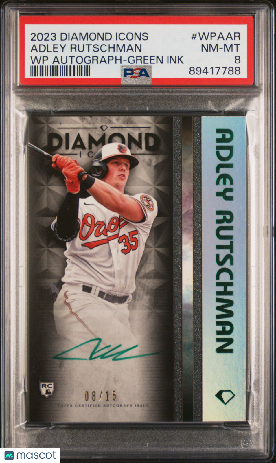 2023 Topps Diamond  Polychromatink Auto Adley Rutschman #WPAAR WP Green /15 PSA