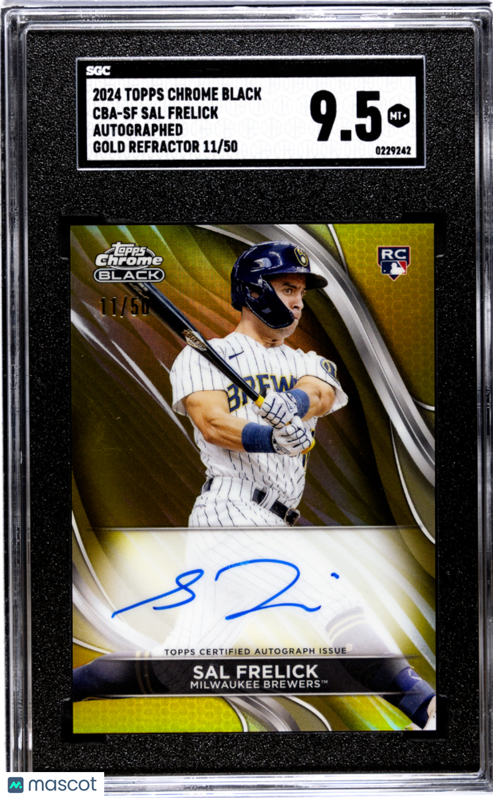 2024 Topps Chrome Black Sal Frelick #CBA-SF Autograph Gold Refractor SGC 9.5