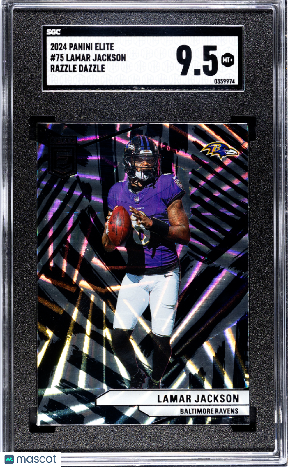 2024 Panini Elite Lamar Jackson #75 Razzle Dazzle SGC 9.5