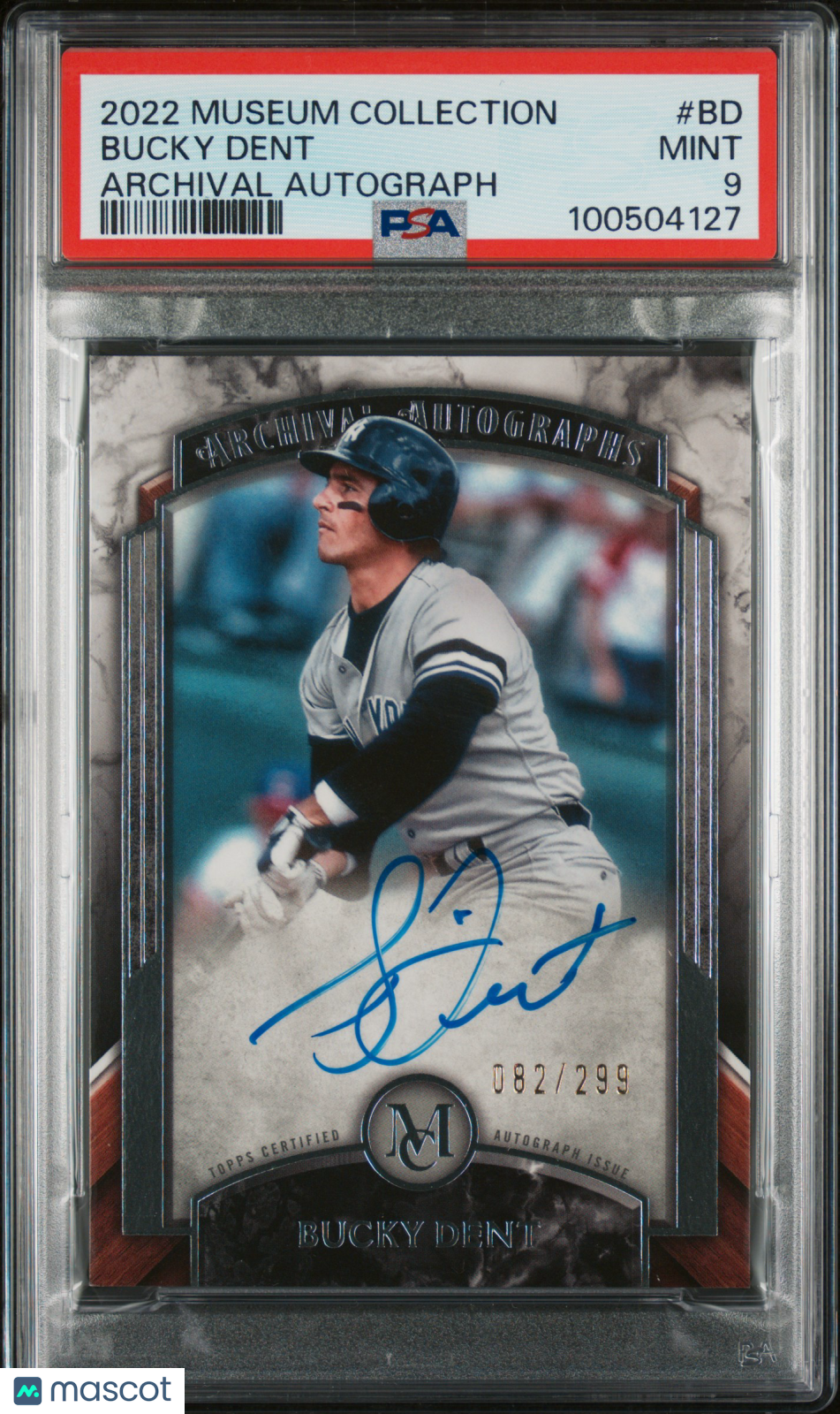 2022 Topps Museum Collection Archival Autographs Bucky Dent #BD 082/299 PSA 9