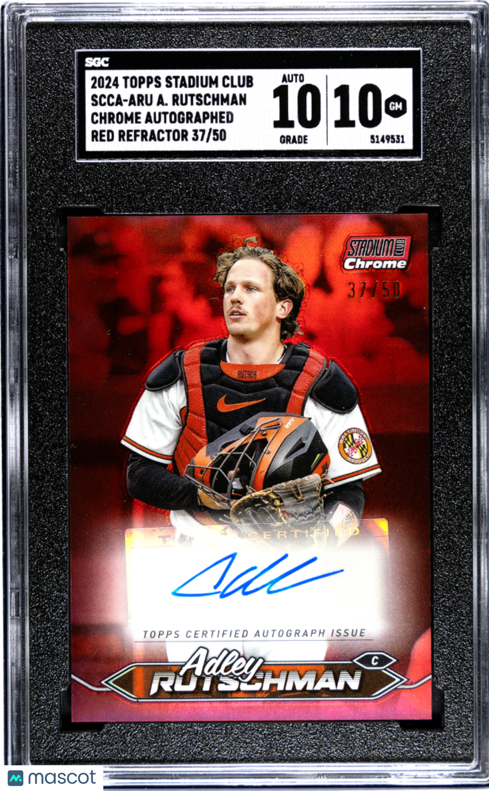 2024 Topps Stadium Club Adley Rutschman #SCCA-ARU  Auto Red Ref SGC 10 Auto 10