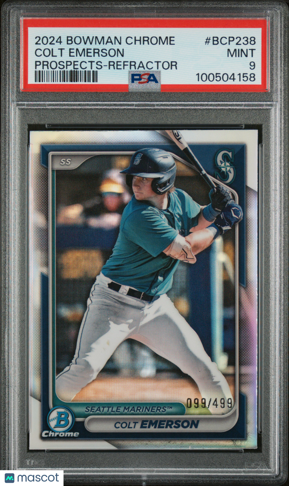 2024 Bowman Chrome Prospects Colt Emerson #BCP238 Refractor 099/499 PSA 9