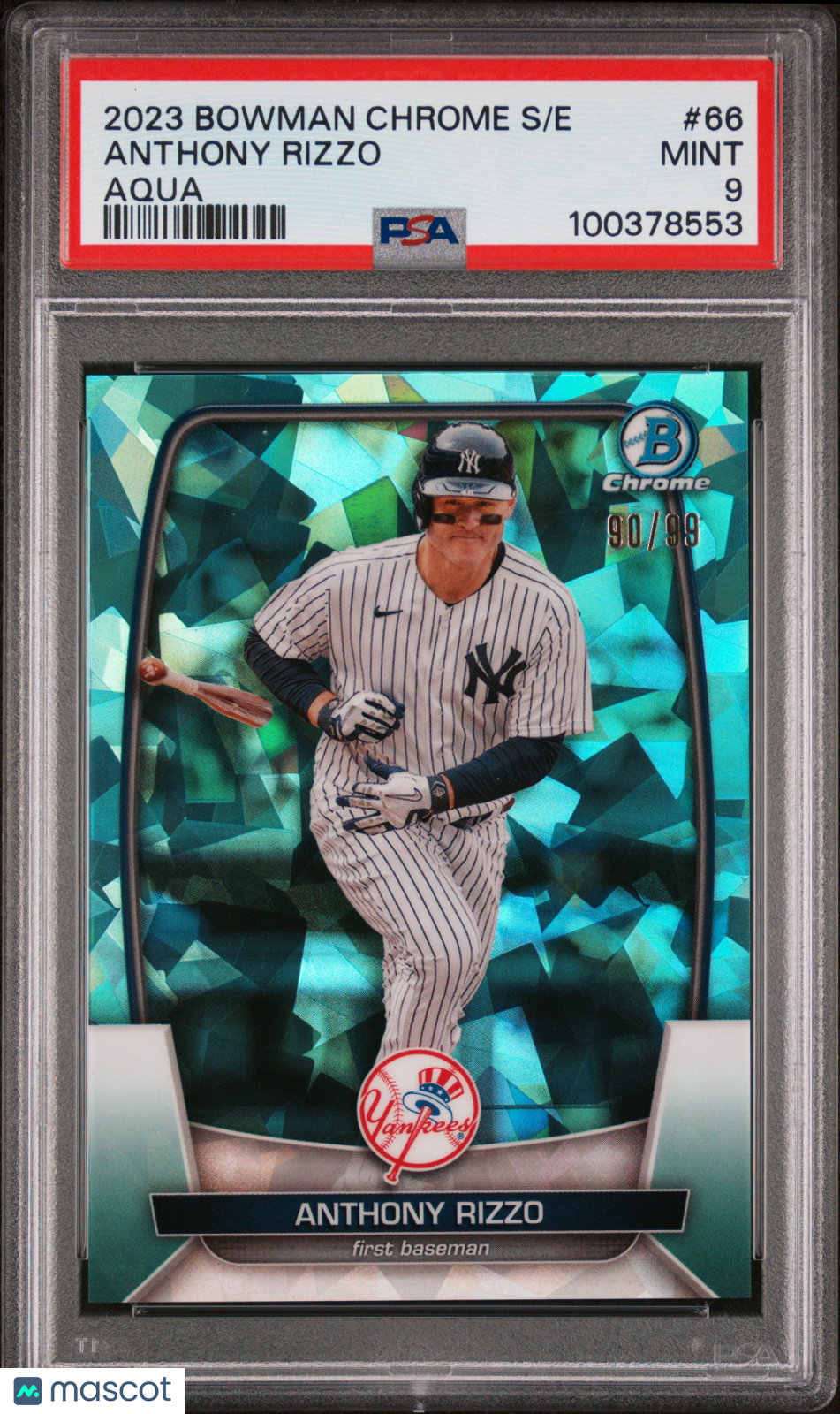 2023 Bowman Chrome Sapphire Edition Anthony Rizzo #66 Aqua PSA 9