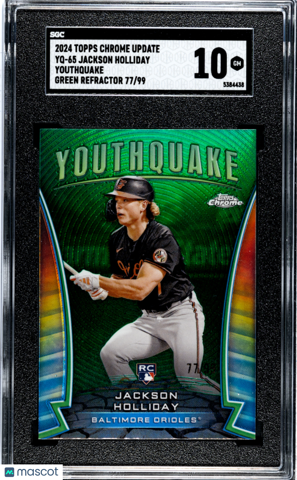 2024 Topps Chrome Jackson Holliday #YQ-65 Youthquake Green Refractor SGC 10