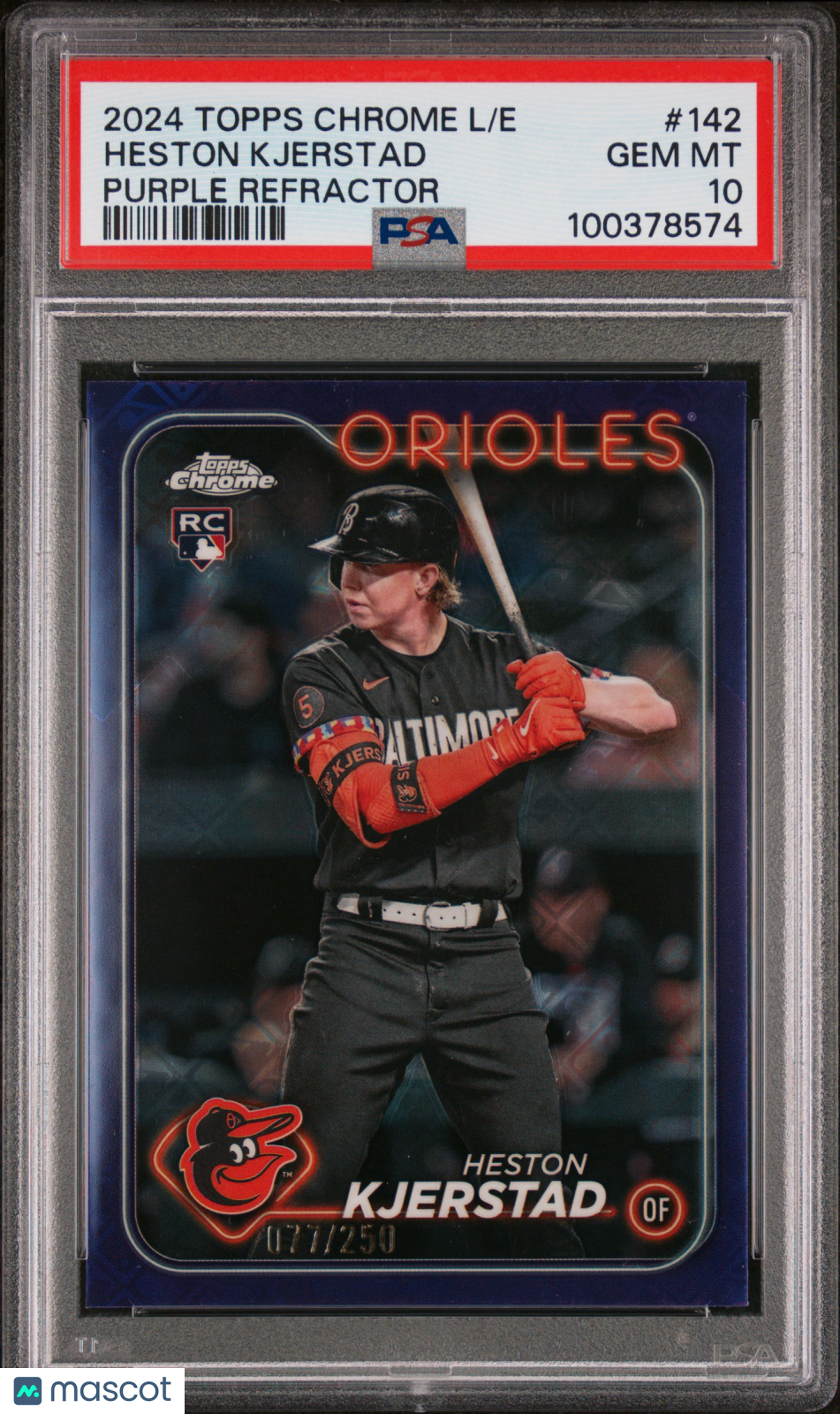2024 Topps Chrome Logofractor Heston Kjerstad #142 Purple Refractor /250 PSA 10