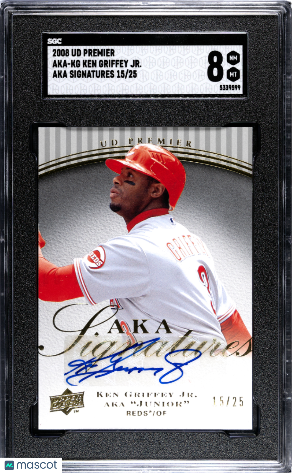 2008 Upper Deck Premier Ken Griffey JR. #AKA-KG Aka Sigs. SGC 8 #/25