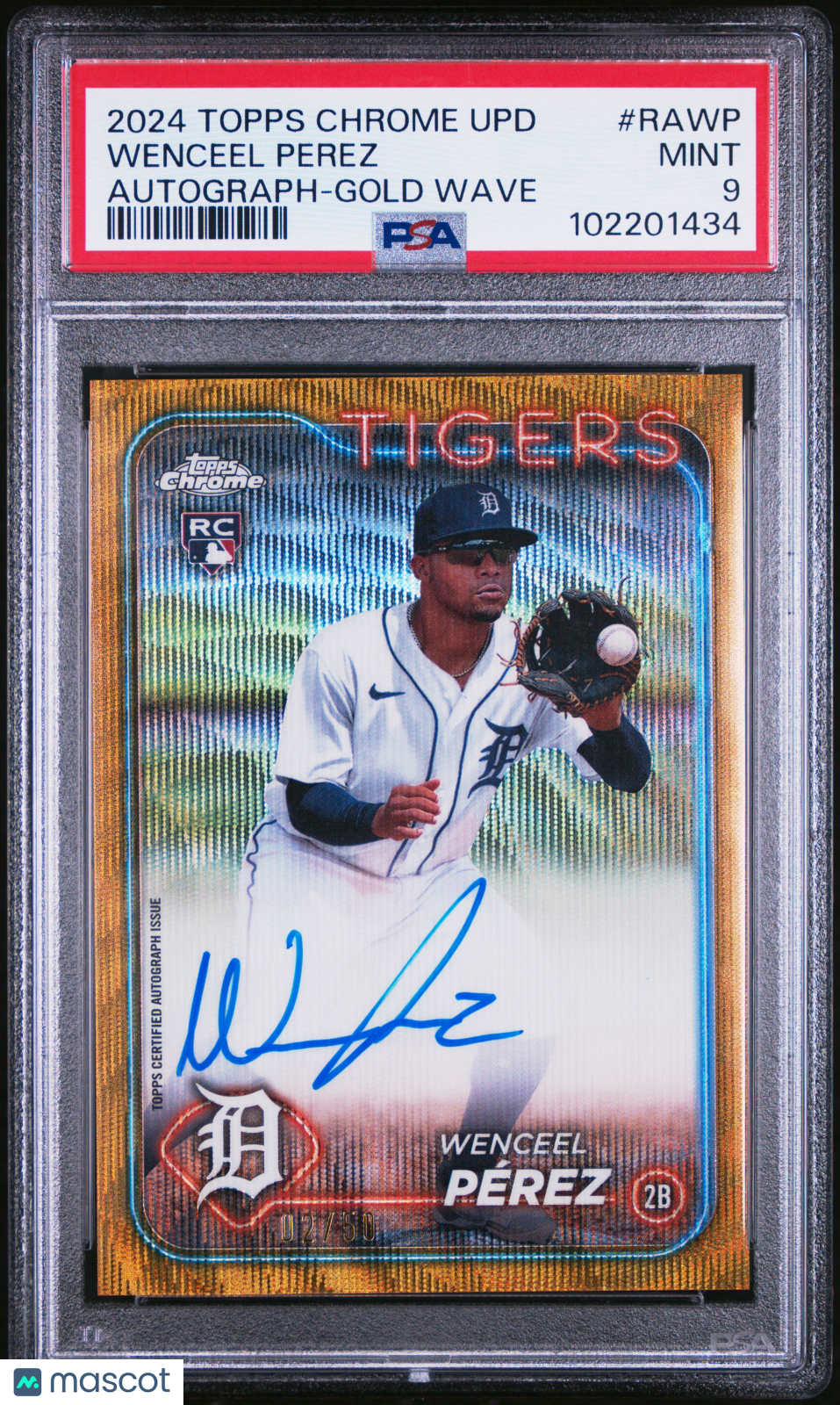 2024 Topps Chrome Update Baseball Auto Wenceel Perez #RAWP Gold Wave PSA 9