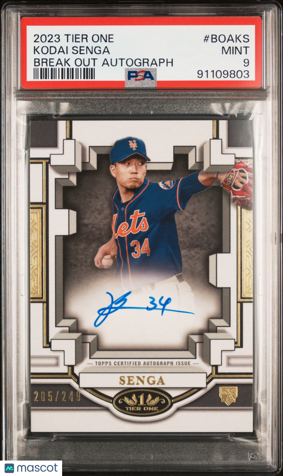 2023 Topps Tier One Break Out Autographs Kodai Senga #BOAKS 205/249 PSA 9