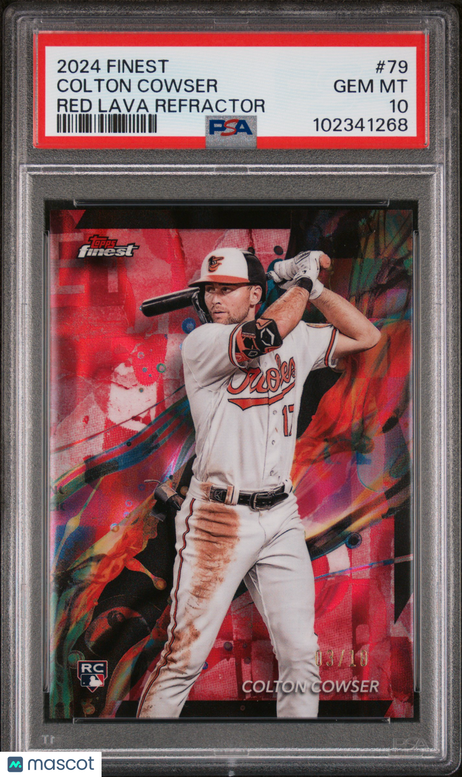 2024 Topps Finest Colton Cowser #79 Red Lava Refractor 03/10 PSA 10