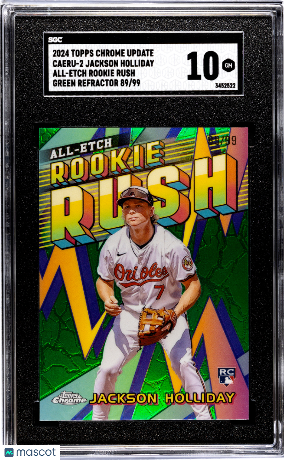 2024 Topps Update Jackson Holliday #CAERU-2 All Etch Rush Green Refractor SGC 10