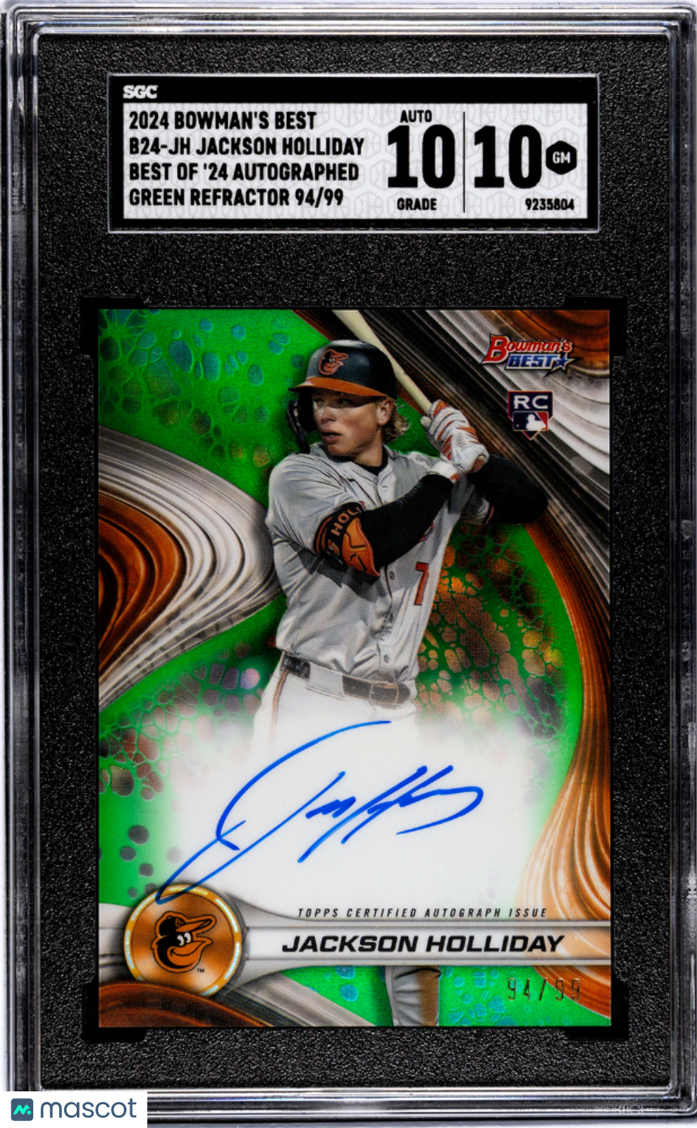 2024 Bowman's Best Jackson Holliday #B24-JH  '24 Auto Green Ref SGC 10 Auto 10