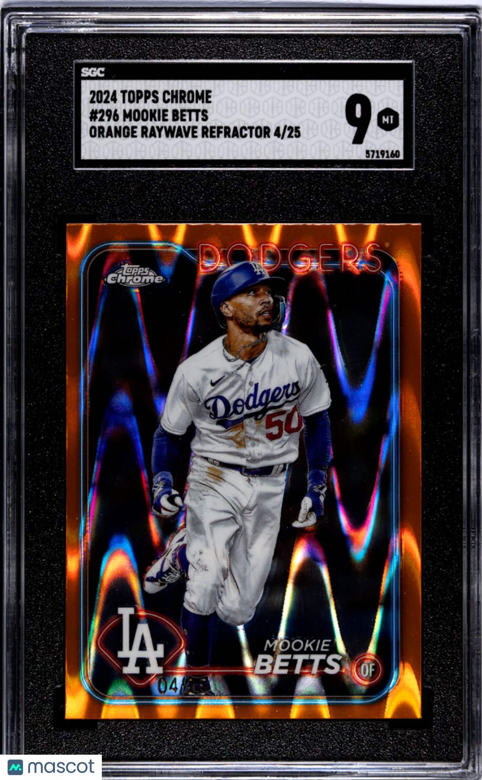 2024 Topps Chrome Mookie Betts #296 Orange Raywave Refractor SGC 9