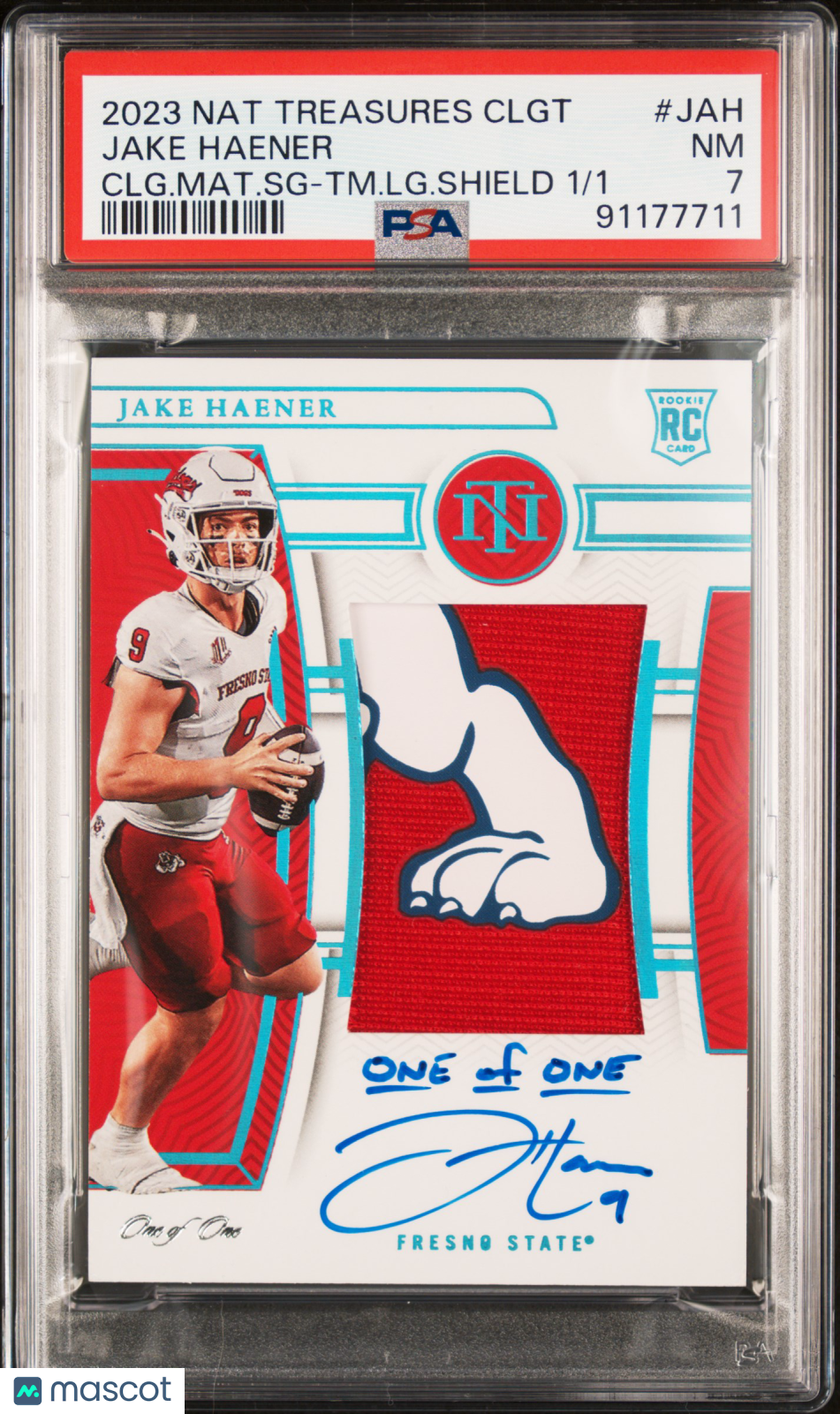 2023 Panini National Collegiate College Materials  Jake Haener Shield 1/1 PSA
