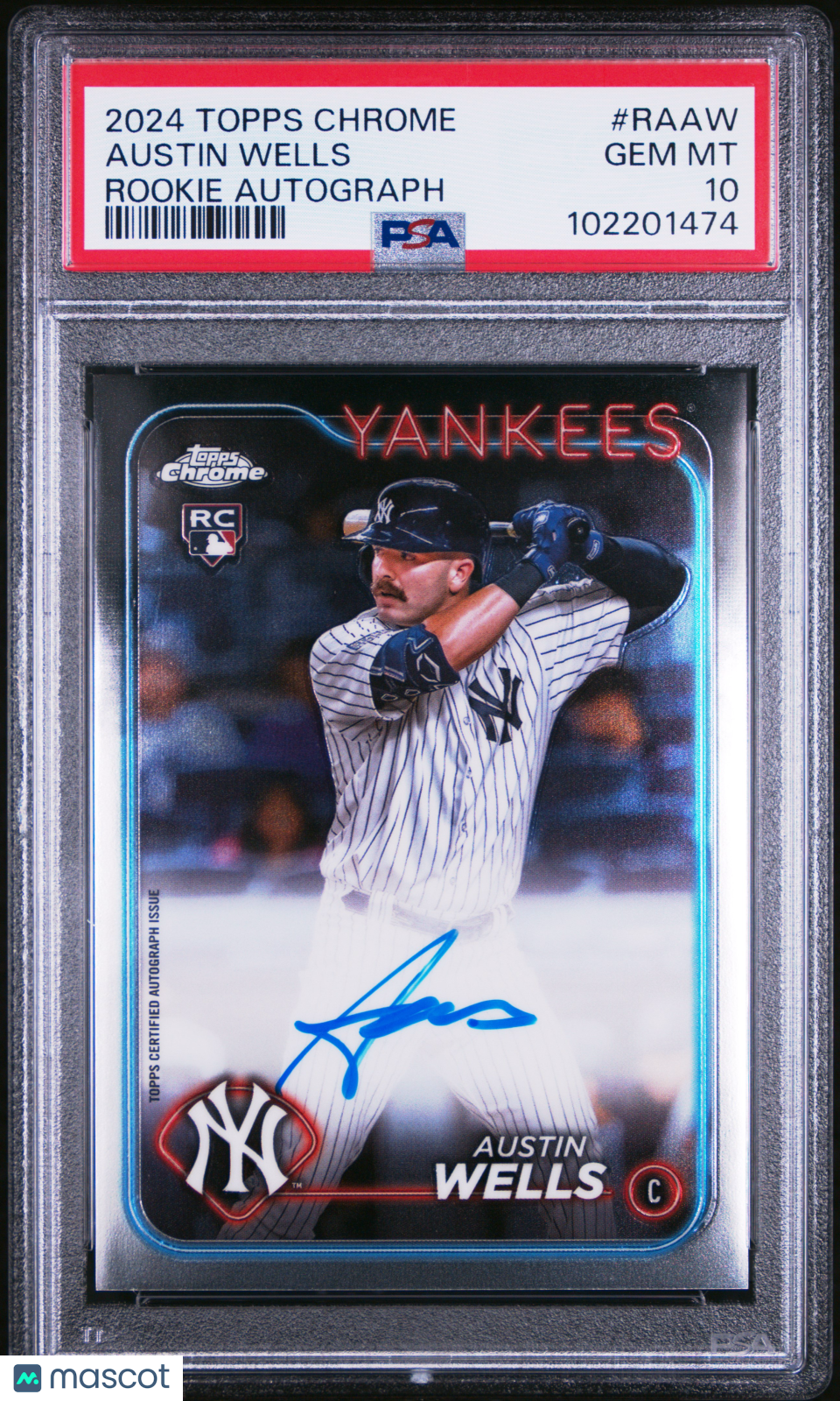 2024 Topps Chrome Rookie Autographs Austin Wells #RAAW PSA 10