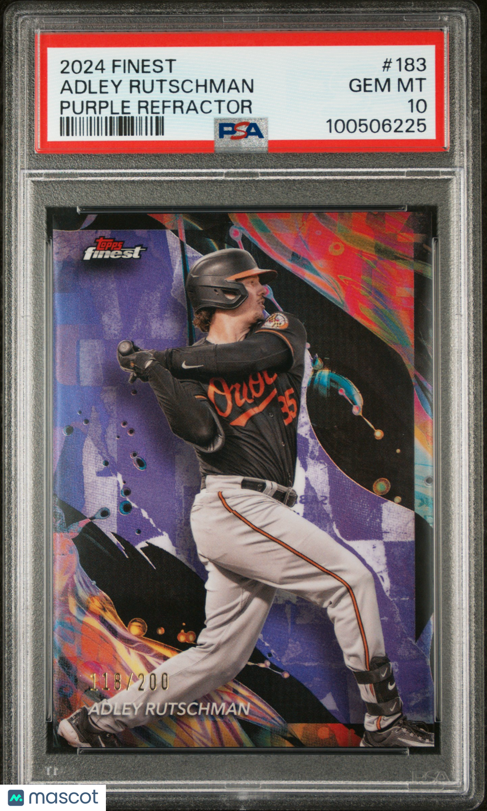 2024 Topps Finest Adley Rutschman #183 Purple Refractor 118/200 PSA 10