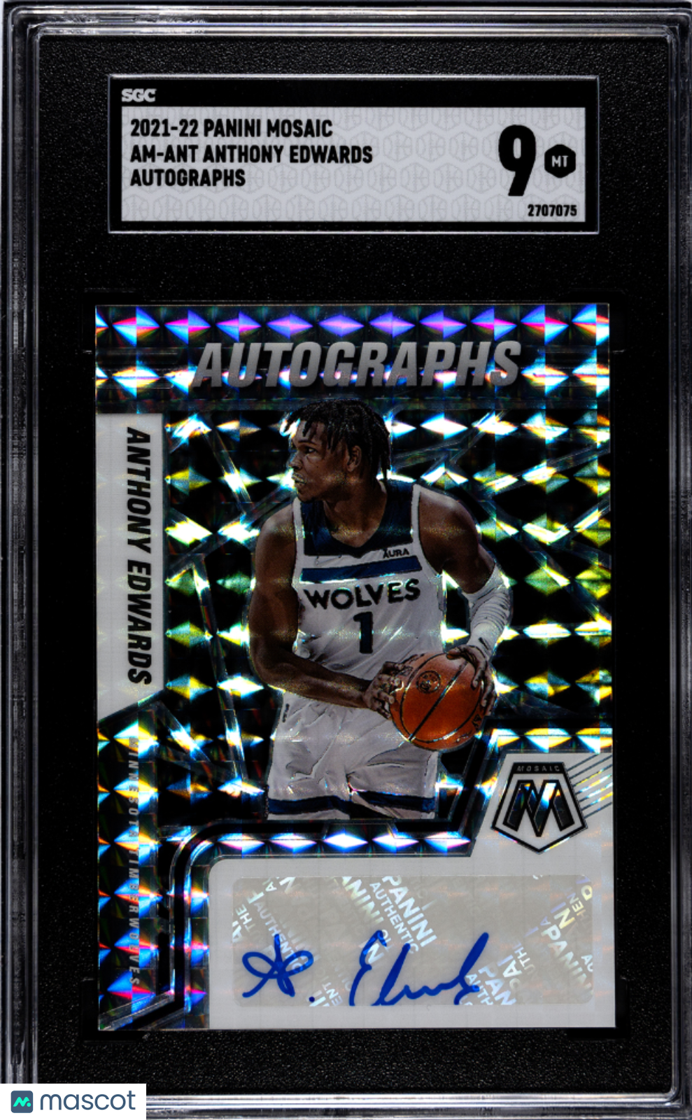 2021 Panini Mosaic Anthony Edwards #AM-ANT Autos. SGC 9