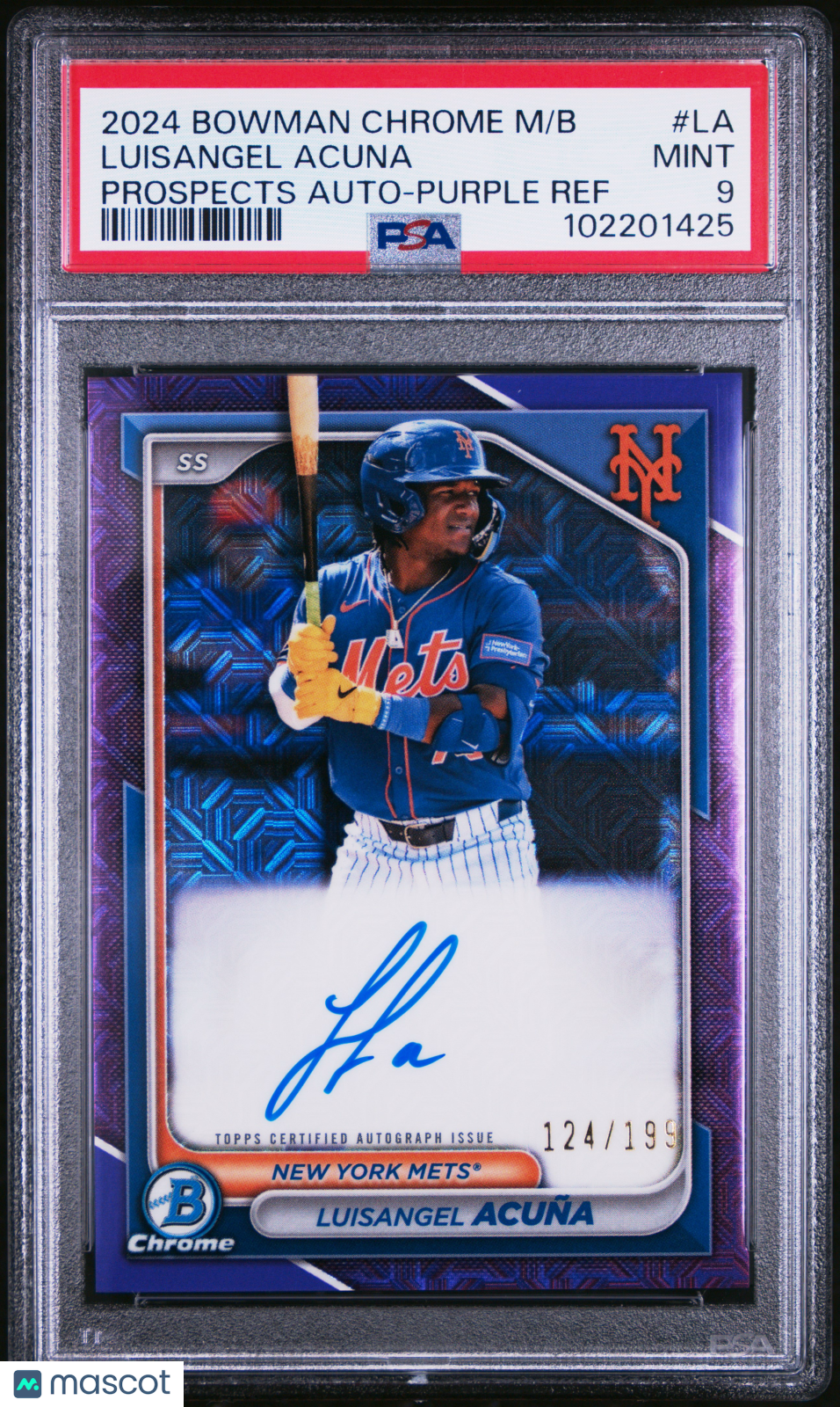 2024 Bowman Mega Box Auto Luisangel Acuna #LA Prospects Purple /199 PSA 9