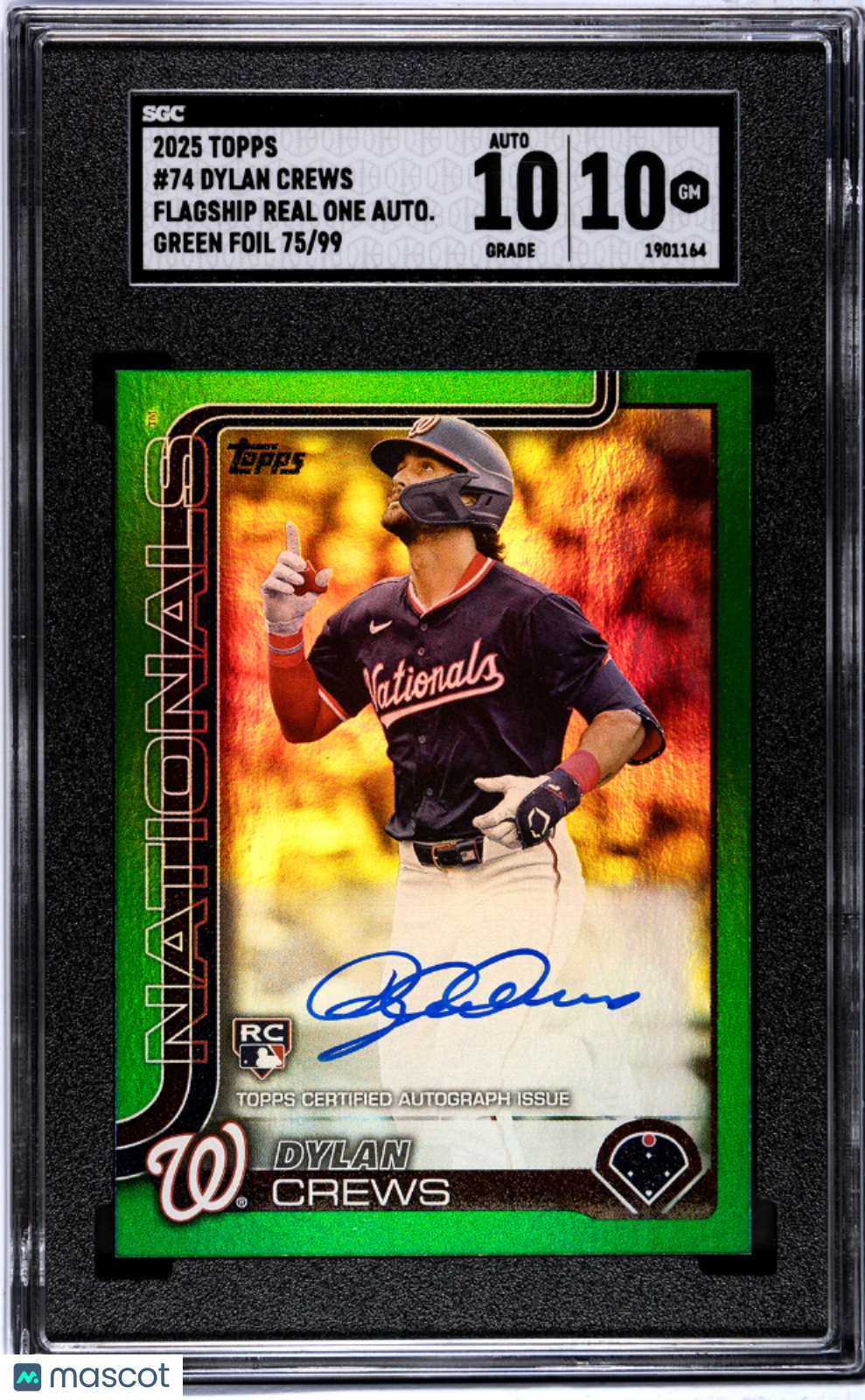 2025 Topps Dylan Crews #74 Flagship Real One Autograph Green Foil SGC 10 Auto 10