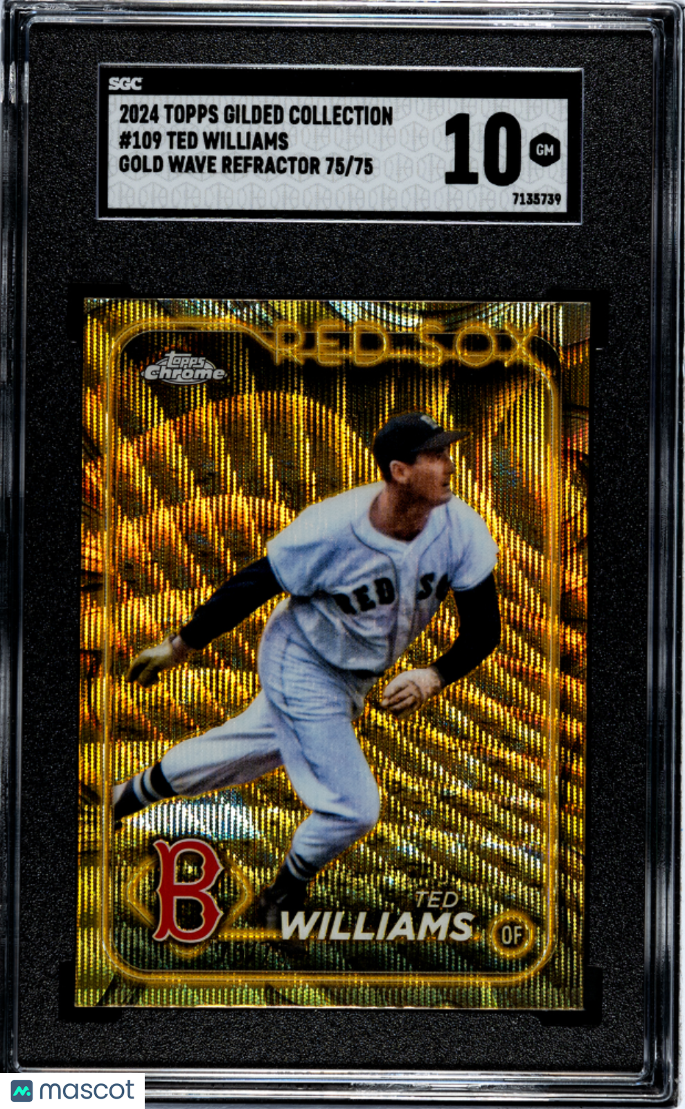 2024 Topps Gilded Collection Ted Williams #109 Gold Wave Refractor SGC 10