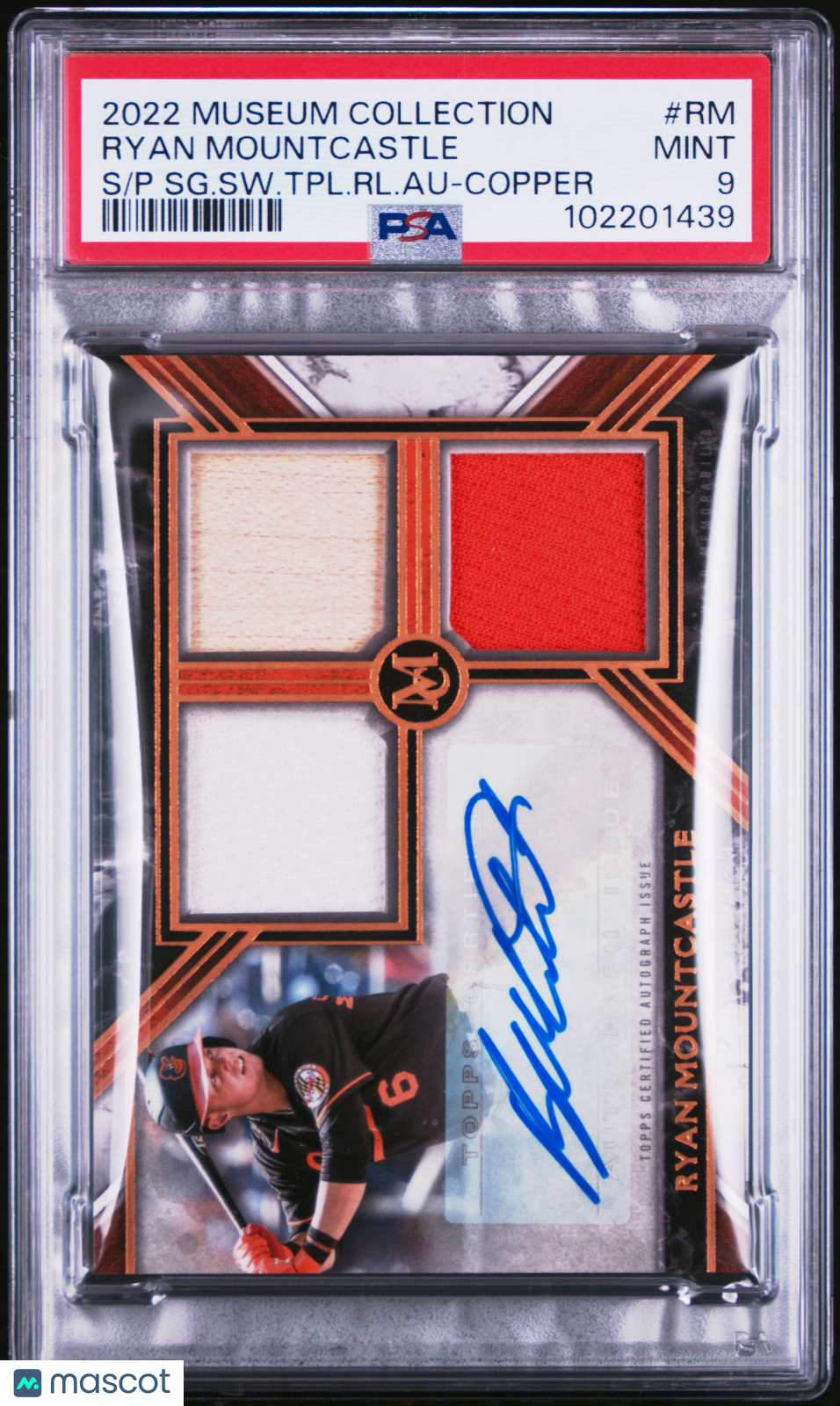2022 Topps Museum Signature Swatches Triple Relic Auto Ryan Mountcastle