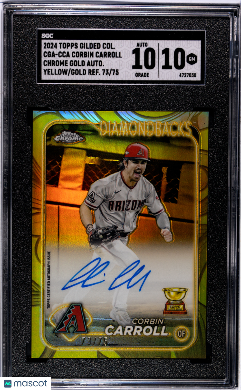 2024 Topps Gilded Corbin Carroll #CGA-CCA Yellow Gold Refractor SGC 10 Auto 10