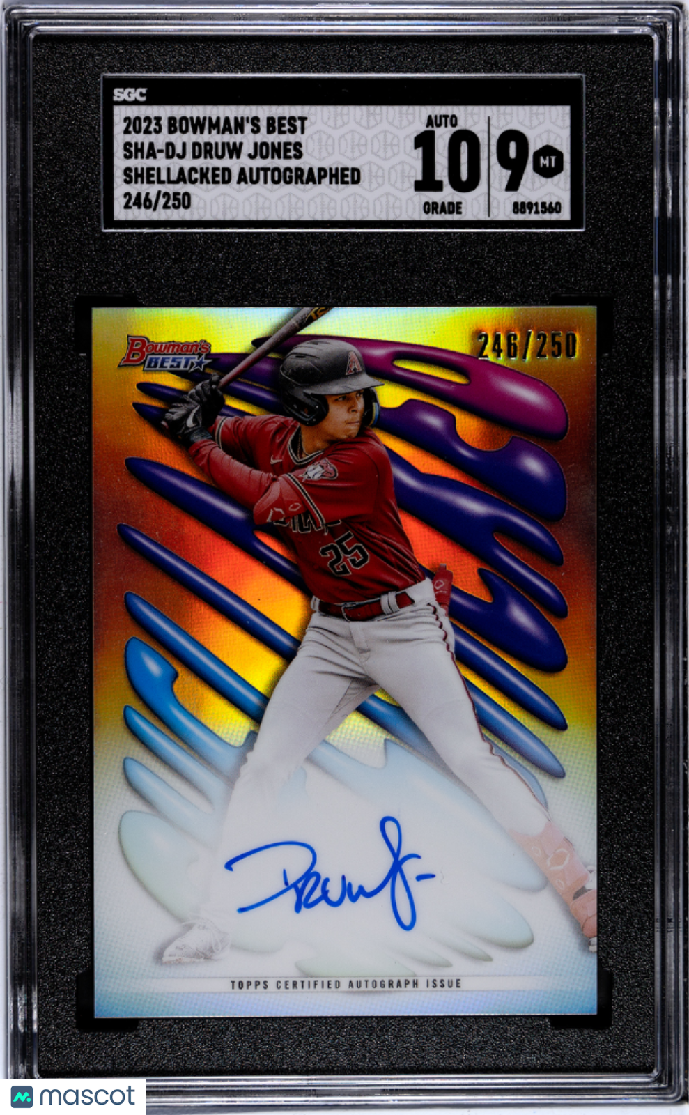 2023 Bowman's Best Druw Jones #SHA-DJ Shellacked Autograph SGC 9 Auto 10